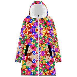 Flower Bomb Waterproof Bubble Coats Full-Zip Hooded Jacket