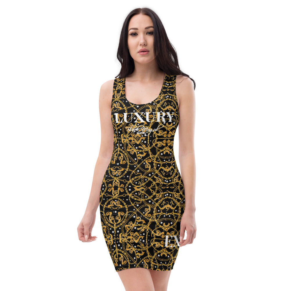 Black Mogul Gold Luxury Cut & Sew Dress